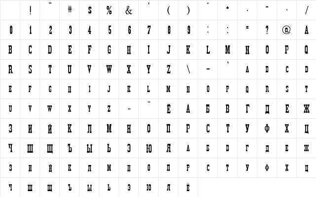 Decree Narrow Thin Character Map