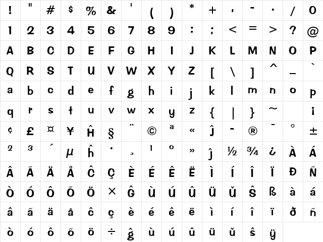 Impress Eo Regular Character Map