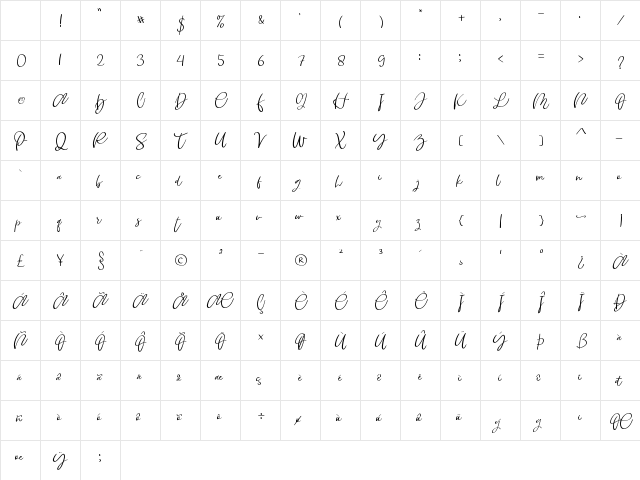virginia Regular Character Map