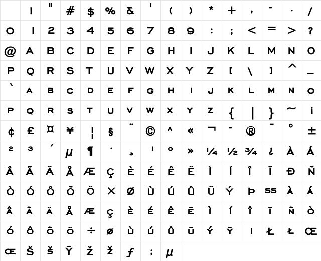 EngraversGothicBT Heavy Character Map EngraversGothicBT Heavy Character Map