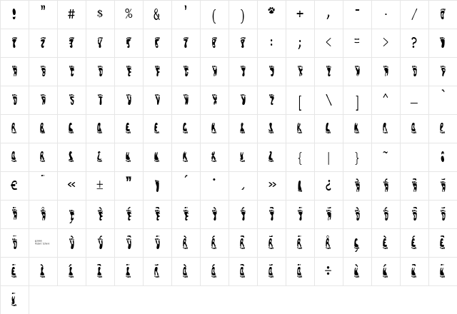 Pedestrian Regular Character Map