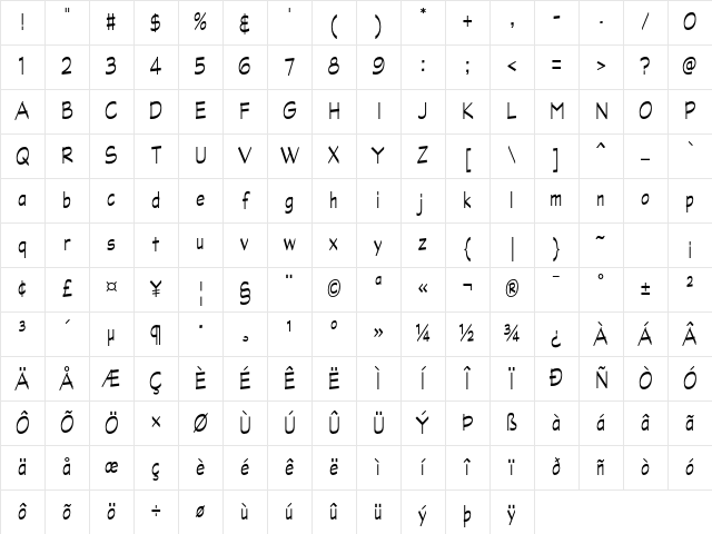 Graphite AT Narrow Regular Regular Character Map Graphite AT Narrow Regular Regular Character Map