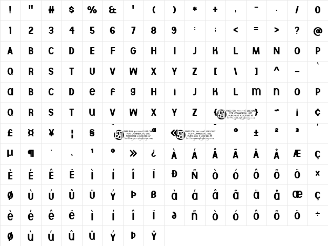 Aberforth Regular Character Map Aberforth Regular Character Map