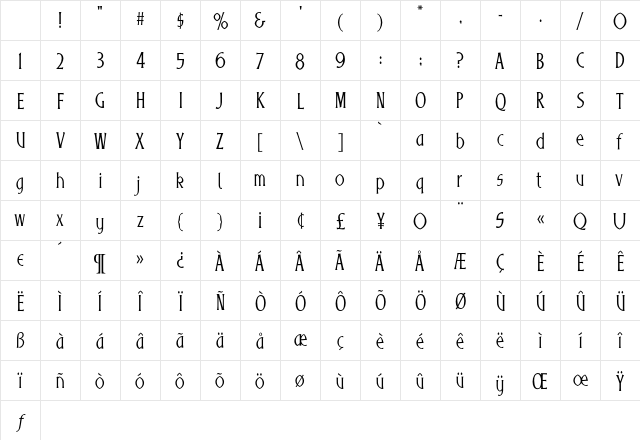 Luther Fonts Character Map Luther Fonts Character Map