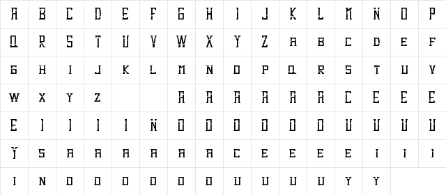 Dezert Demo Dash Regular Character Map