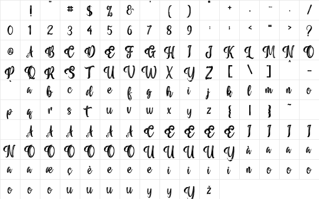 Vintage Brush Regular Character Map Vintage Brush Regular Character Map