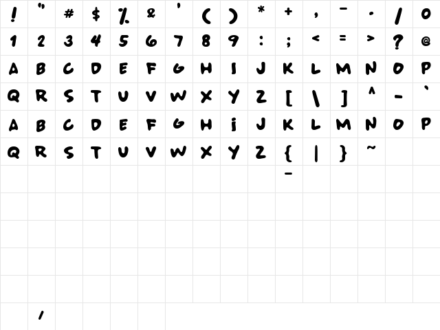 SUPER BAD FONT Regular Character Map SUPER BAD FONT Regular Character Map
