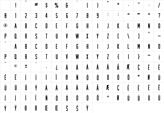 Lakers Regular Character Map