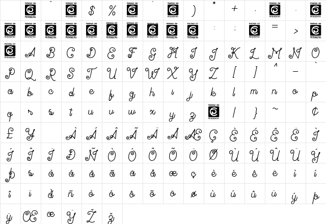 Antiqueline FreeVersion Character Map