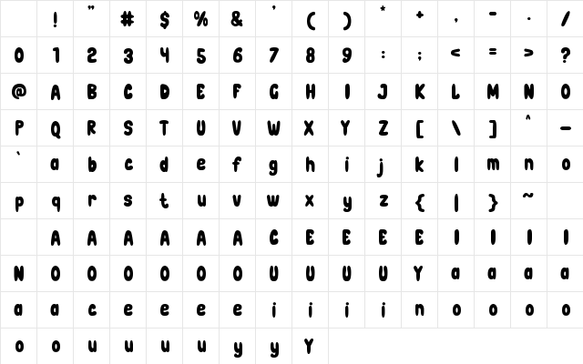 Bowzer Regular Character Map Bowzer Regular Character Map
