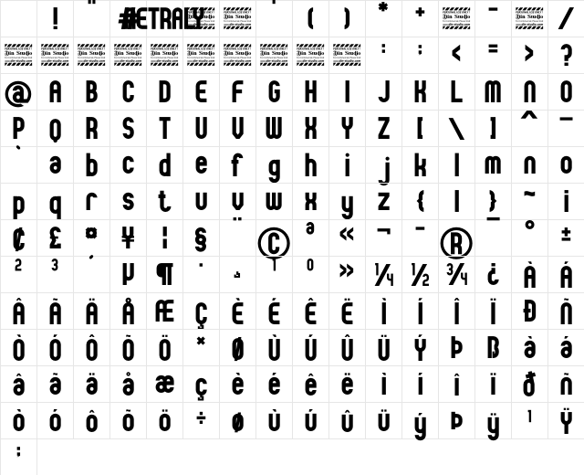 Netraly Personal Use Regular Character Map Netraly Personal Use Regular Character Map