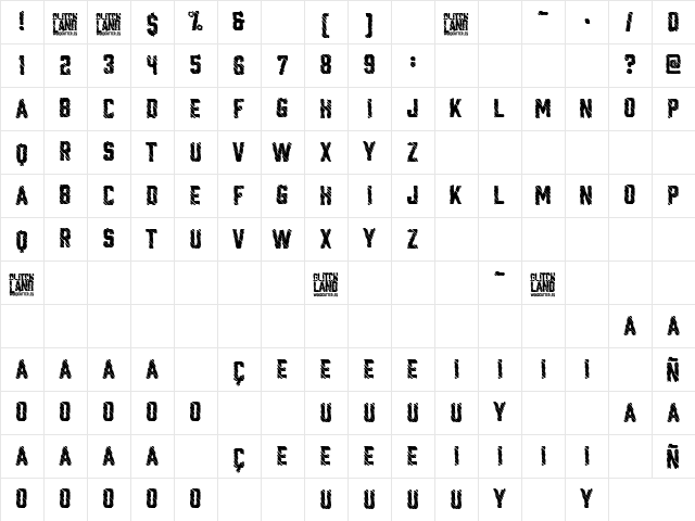 Glitchland Regular Character Map