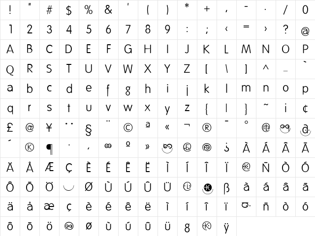 FolksDecoon Regular Character Map