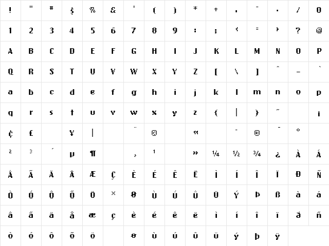 EmigreEight Regular Character Map
