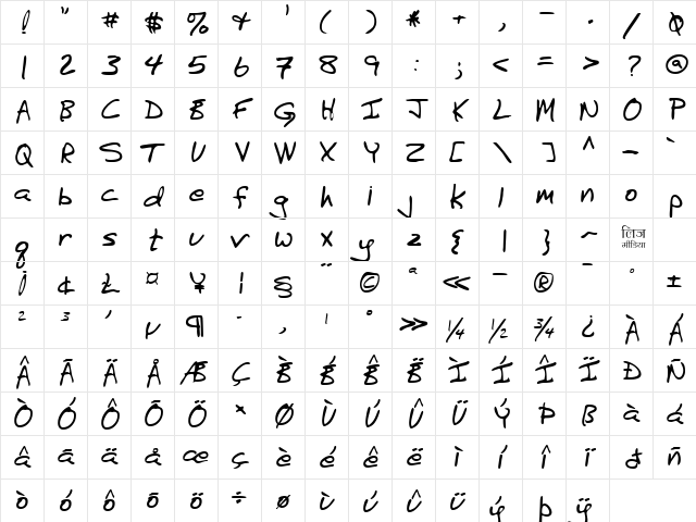 LEHN041 Regular Character Map LEHN041 Regular Character Map