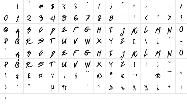Black Venom Regular Character Map Black Venom Regular Character Map