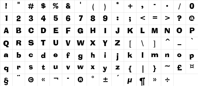 AdLib BT C Regular Character Map AdLib BT C Regular Character Map