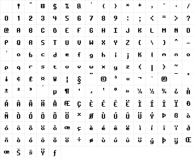 Systematic TT (BRK) Regular Character Map Systematic TT (BRK) Regular Character Map