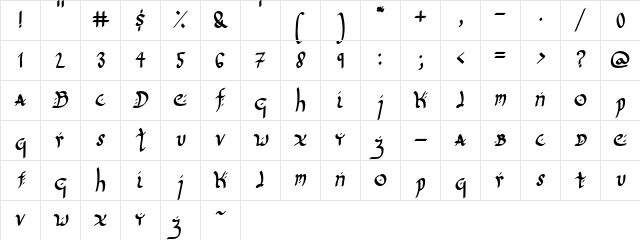 Quick Quill Regular Character Map Quick Quill Regular Character Map