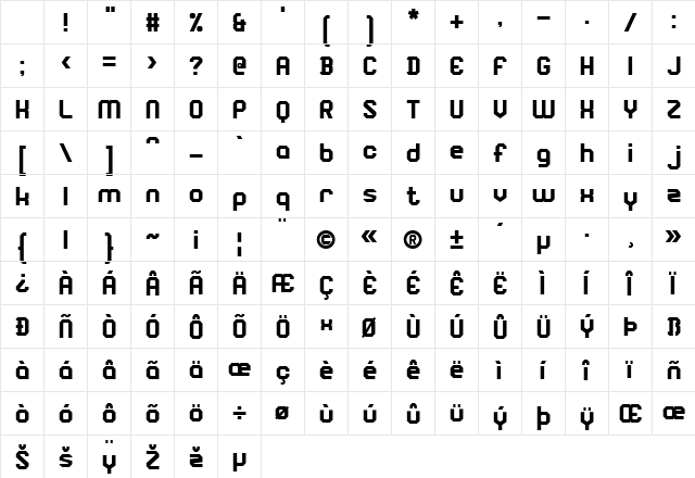 Square Block Regular Character Map Square Block Regular Character Map