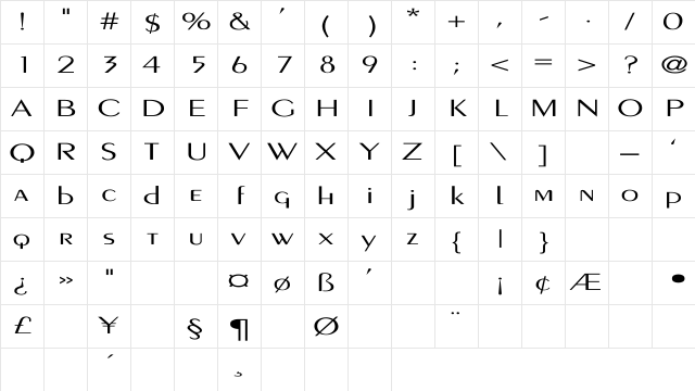 PEIGNOT-LIGHT-Thin Ex Regular Character Map