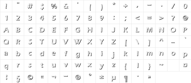 EverestShadowC Regular Character Map