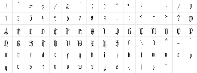Bullgine DEMO Regular Character Map