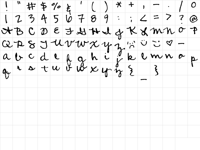 Amanda's Script Smooth Regular Character Map Amanda's Script Smooth Regular Character Map