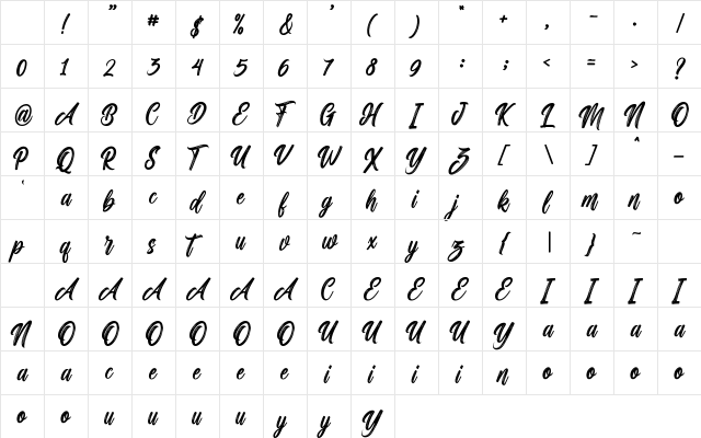 Milestone Brush Regular Character Map Milestone Brush Regular Character Map