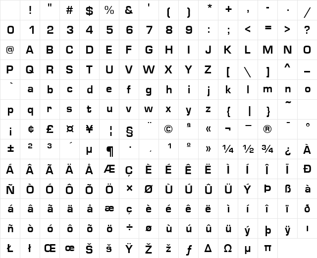 PelicaSSK Bold Character Map PelicaSSK Bold Character Map