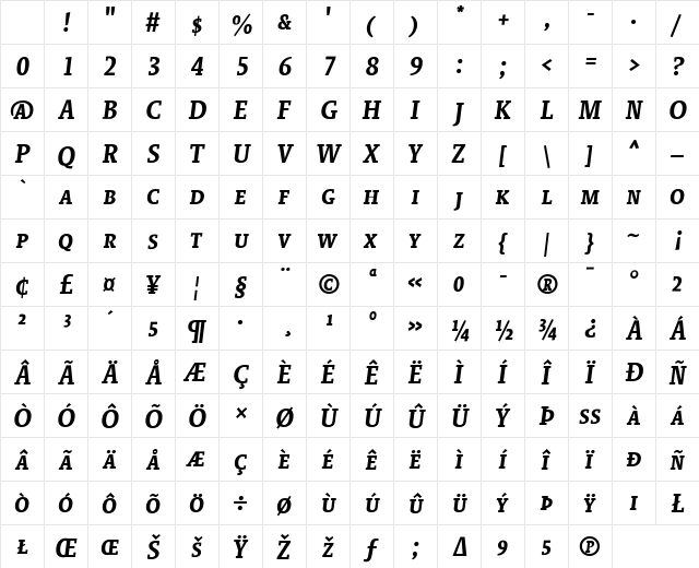 SheriffCaps Bold Italic Character Map SheriffCaps Bold Italic Character Map