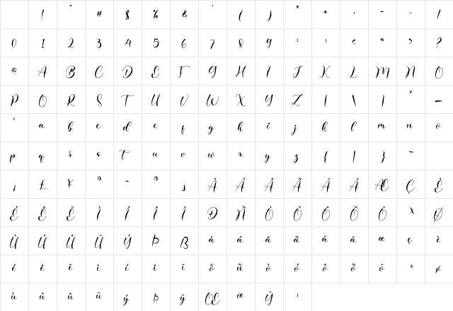 Motherlove Regular Character Map Motherlove Regular Character Map