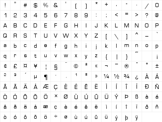 PelicaSSK Regular Character Map