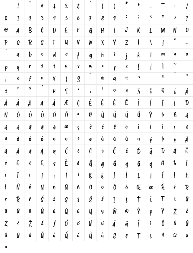 ZAMRACK Regular Character Map ZAMRACK Regular Character Map