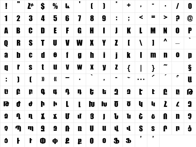 ArTarumianMHarvats Regular Character Map ArTarumianMHarvats Regular Character Map