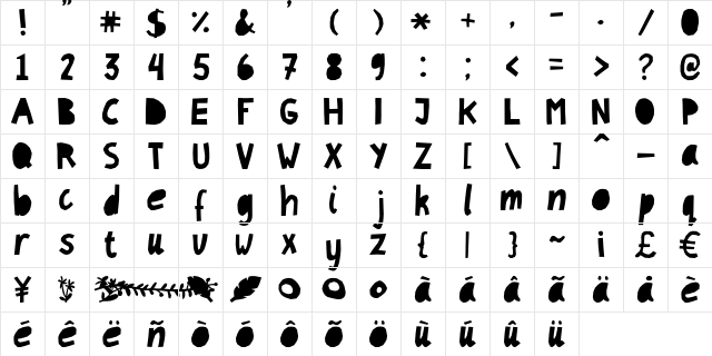 PaperCut Regular Character Map