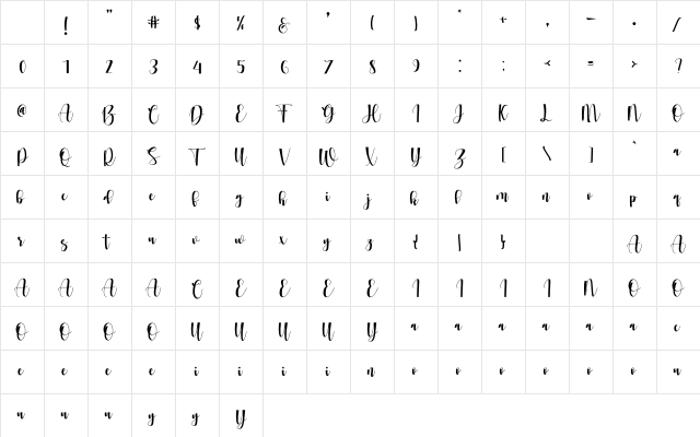 Julya Regular Character Map