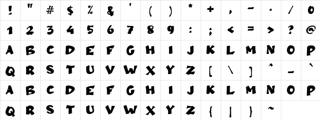 a Ampun Bang Regular Character Map