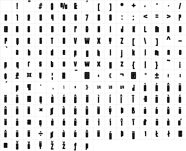 FT Supervisor Regular Character Map