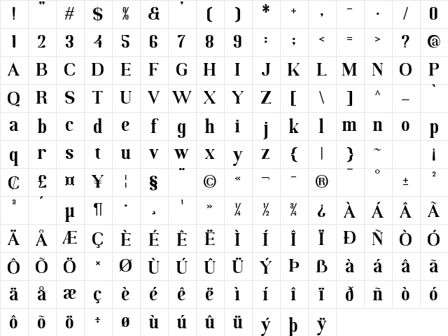 MOODERN Regular Character Map MOODERN Regular Character Map