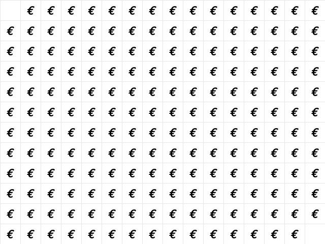 Euro Mono Bold Italic Character Map Euro Mono Bold Italic Character Map
