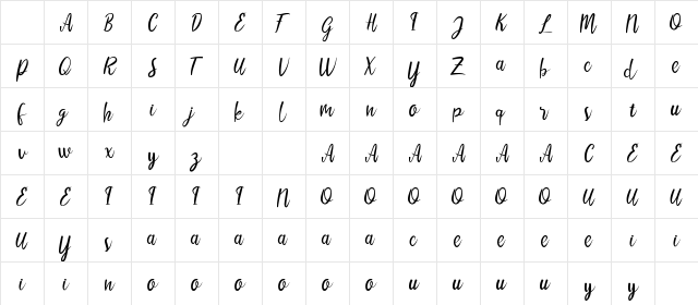 LIONELLOSCRIPT DEMO Regular Character Map