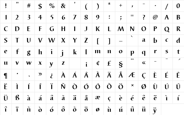 BarbedorTBolRo1 Regular Character Map