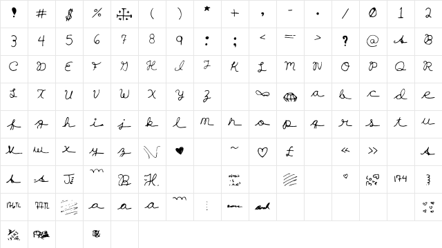 hannahfont Medium Character Map hannahfont Medium Character Map