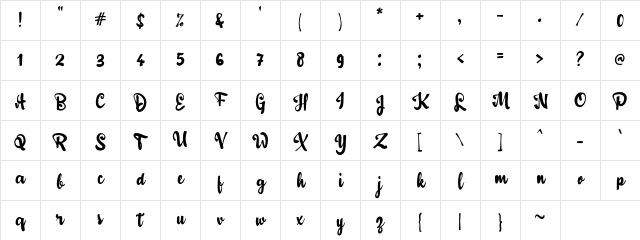 a Adulsa Script Regular Character Map
