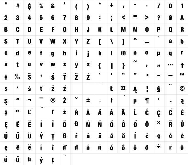 AcciuBucRouDEEBolCon Regular Character Map