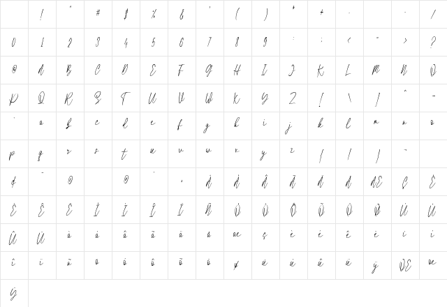Hotel Script Regular Character Map