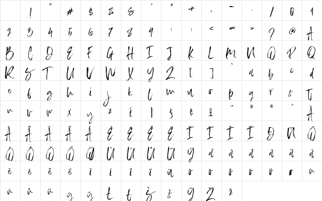 Slabor Brush Regular Character Map