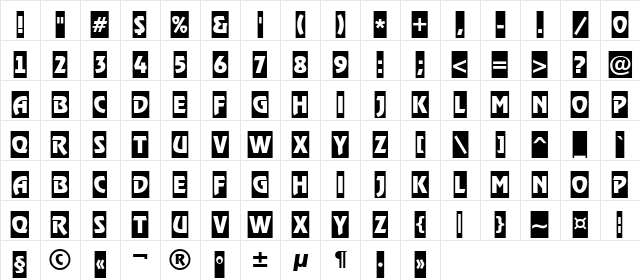 a_RewinderTitulCm Regular Character Map