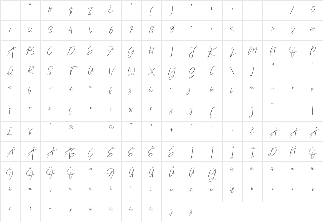 La Vista Regular Character Map